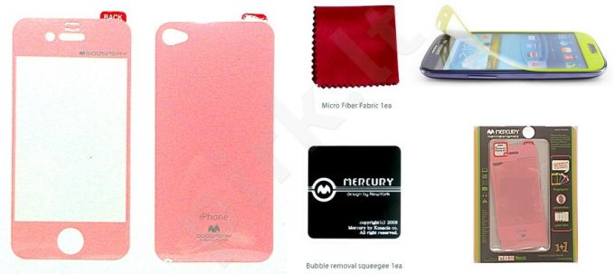 Apple iPhone 4 ekrano plėvelė  COLOR Mercury pink