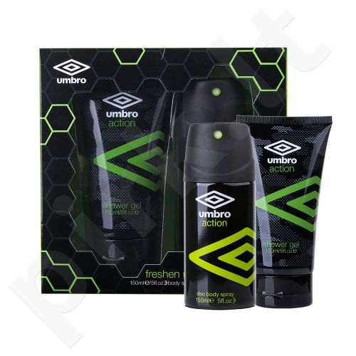 UMBRO Action, rinkinys dezodorantas vyrams, (dezodorantas 150 ml + dušo želė 150 ml)