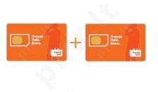 2vnt TravelSim tarptautinio ryšio SIM kortelų su 2.90Eur pokalbiams 