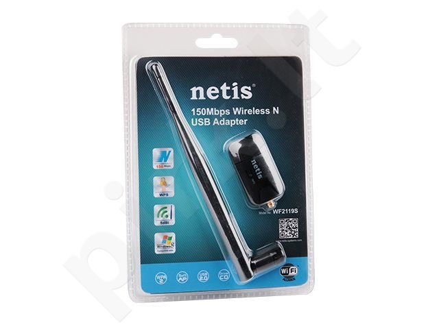 Netis Mini USB WiFi adaptor, 150 Mbps, 1 detachable antenna 5dBi
