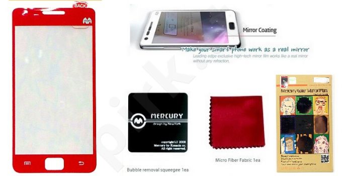 Samsung Galaxy S2 ekrano plėvelė  MIRROR Mercury raudona