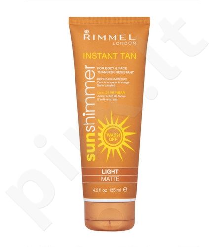 Rimmel London Sun Shimmer Instant Tan, savaiminio įdegio produktas moterims, 125ml, (Light Shimmer)