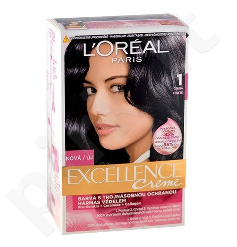 L´Oreal Paris Excellence Creme Hair Colour, kosmetika moterims, 1ks, (1 Black)