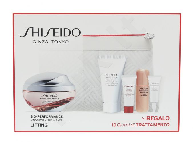 Shiseido LiftDynamic Cream, Bio-Performance, rinkinys dieninis kremas moterims, (kremas 50 ml + Cleansing Foam BENEFIANCE 30 ml + Serum ULTIMUNE 5 ml + Serum LiftDynamic 7 ml + oční péče LiftDynamic 3 ml + kosmetika krepšys)