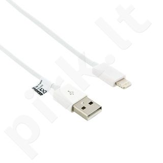 4World iPhone 5/iPad 4/iPad mini Kabelis USB perkėlimo/įkrovimo 1.0m baltas