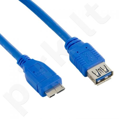 4World Kabelis USB 3.0 AF- Micro BM 3.0m| mėlynas