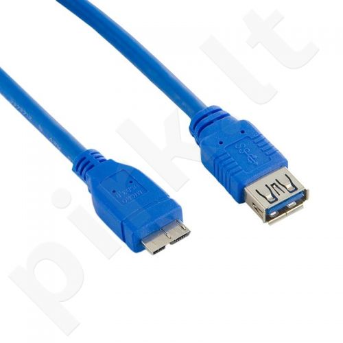 4World Kabelis USB 3.0 AF- Micro BM 4.0m| mėlynas