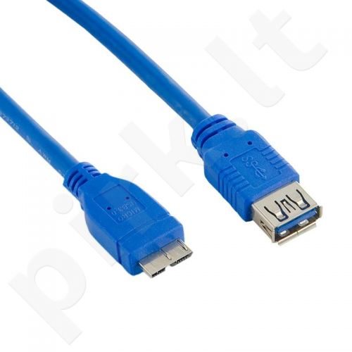 4World Kabelis USB 3.0 AF- Micro BM 1.0m| mėlynas