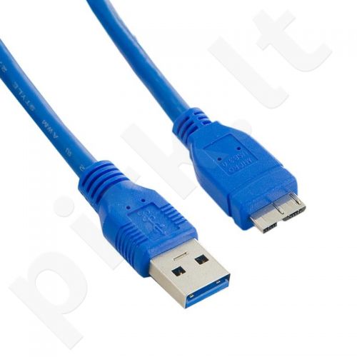 4World Kabelis USB 3.0 AM- Micro BM 0.5m| mėlynas
