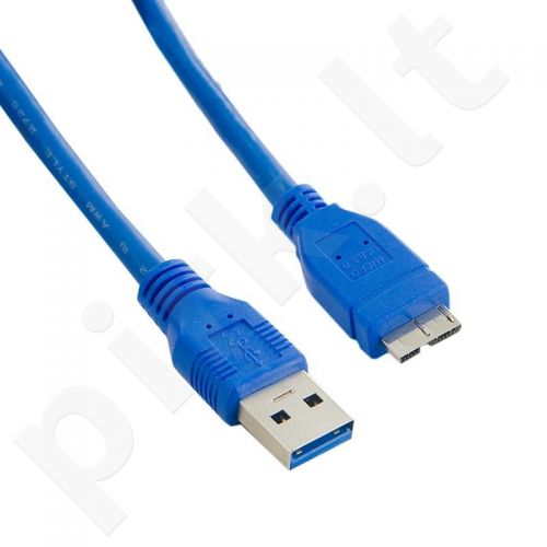 4World Kabelis USB 3.0 AM- Micro BM 3.0m| mėlynas