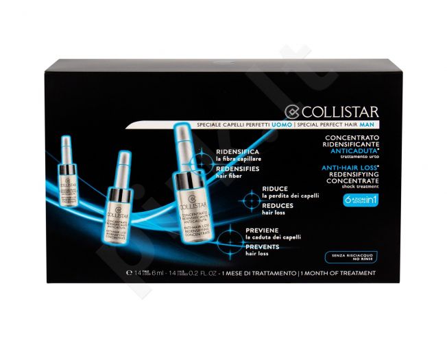 Collistar Anti-Hair Loss Redensifying Concentrate, Special Perfect Hair Man, rinkinys plaukų serumas vyrams, (Leave-In Treatment 14 x 6 ml)