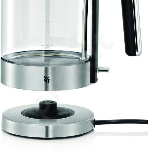 WMF 413150011 LONO Standard kettle, Glass, Stainless steel/Black, 3000 W, 360° rotational base, 1.7 L