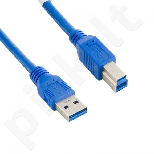 4World Kabelis USB 3.0 AM-BM 1.0m| mėlynas