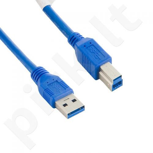 4World Kabelis USB 3.0 AM-BM 2.0m| mėlynas