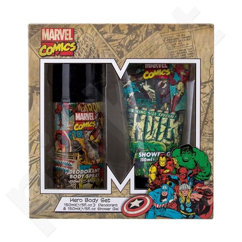 Marvel Comics Hero, rinkinys dezodorantas vaikams, (dezodorantas 150 ml + dušo želė 150 ml)