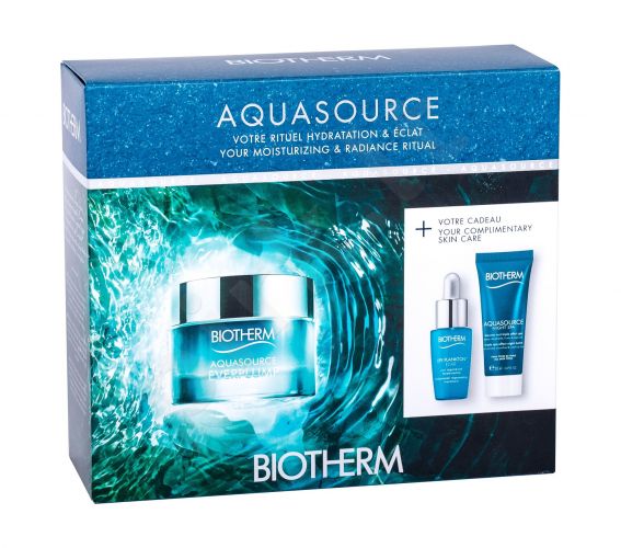 Biotherm Aquasource, rinkinys veido želė moterims, (Daily Facial Care 50 ml + Facial Serum Life Plankton 7 ml + Aquasource Night Spa 20 ml)