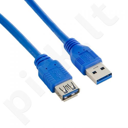 4World Kabelis USB 3.0 AM-AF 1m| mėlynas