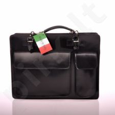 MADE IN ITALY Portafoglio 005, juoda itališka  rankinė iš natūralios odos