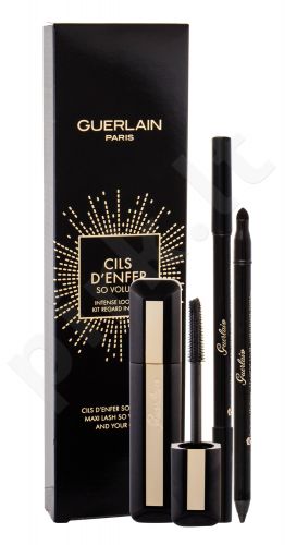 Guerlain Maxi Lash So Volume, rinkinys blakstienų tušas moterims, (blakstienų tušas 8,5 ml + The akių kontūrų pieštukas 1,2 g 01 Black Jack), (01 Noir)