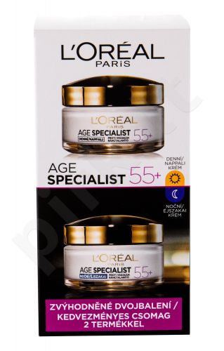 L´Oréal Paris 55+, Age Specialist, rinkinys dieninis kremas moterims, (Daily Facial Care 50 ml + Night Facial Care 50 ml)