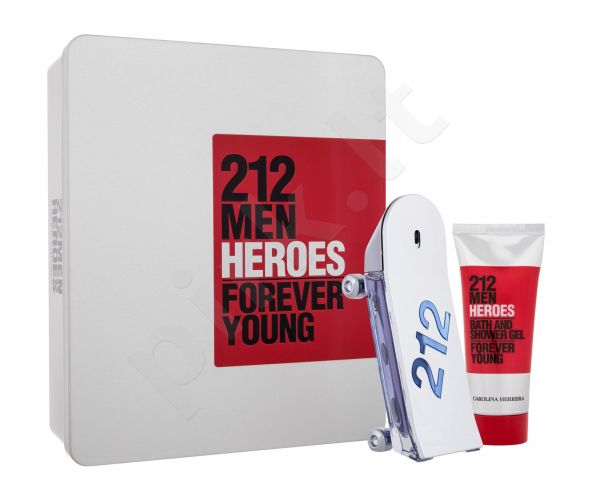 Carolina Herrera Men Heroes, 212, rinkinys tualetinis vanduo vyrams, (EDT 90 ml + dušo želė 100 ml)