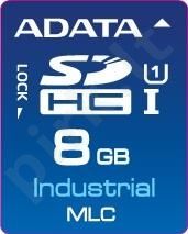 Atminties kortelė Adata Industrial SDHC 8GB, MLC, nuo 0 iki 70C