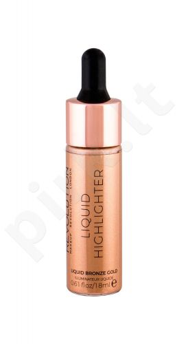 Makeup Revolution London Liquid Highlighter, skaistinanti priemonė moterims, 18ml, (Bronze Gold)