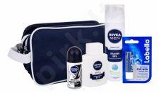 Nivea Men Sensitive, rinkinys balzamas po skutimosi vyrams, (balzamas po skutimosi 100 ml + skutimosi želė 200 ml + Antiperspirant Invisible For Black & White Original 50 ml + Labello Active For Men 4,8 g + krepšys)