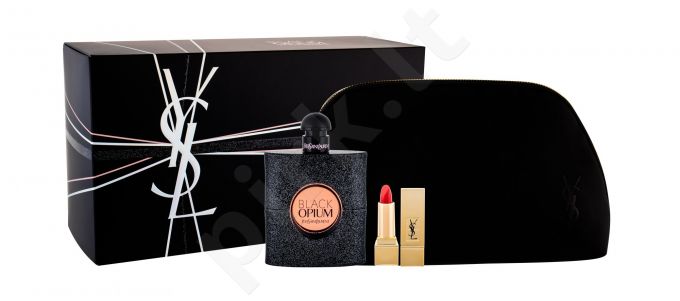 Yves Saint Laurent Black Opium, rinkinys kvapusis vanduo moterims, (EDP 90 ml + lūpdažis Rouge Pur Couture n.1 1,3 ml + kosmetika krepšys)