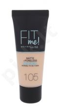 Maybelline Fit Me!, Matte + Poreless, makiažo pagrindas moterims, 30ml, (105 Natural Ivory)