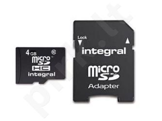 Atminties kortelė Integral microSDHC 4GB CL4 + Adapteris