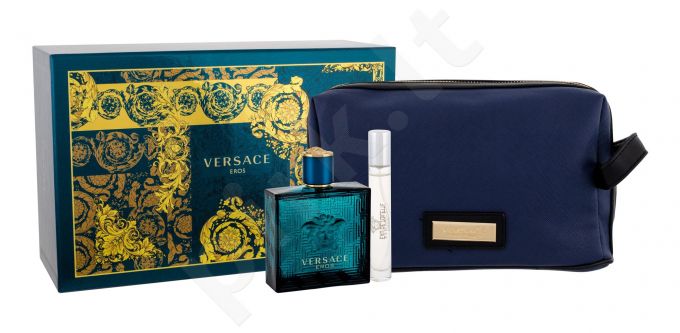 Versace Eros, rinkinys tualetinis vanduo vyrams, (EDT 100 ml + EDT 10 ml + kosmetika krepšys)