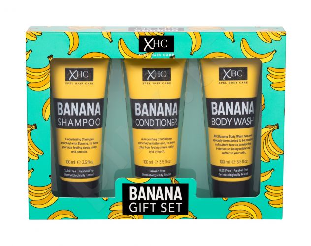 Xpel Banana, rinkinys šampūnas moterims, (šampūnas 100 ml + kondicionierius 100 ml + dušo želė 100 ml)
