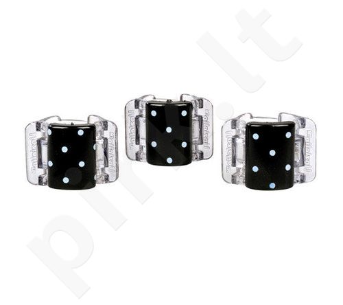 Linziclip Mini, plaukų Clip moterims, 3pc, (Black With White Polka Dots)