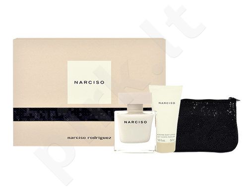 Narciso Rodriguez Narciso, rinkinys kvapusis vanduo moterims, (EDP 50ml + 50ml kūno pienelis + kosmetika krepšys)