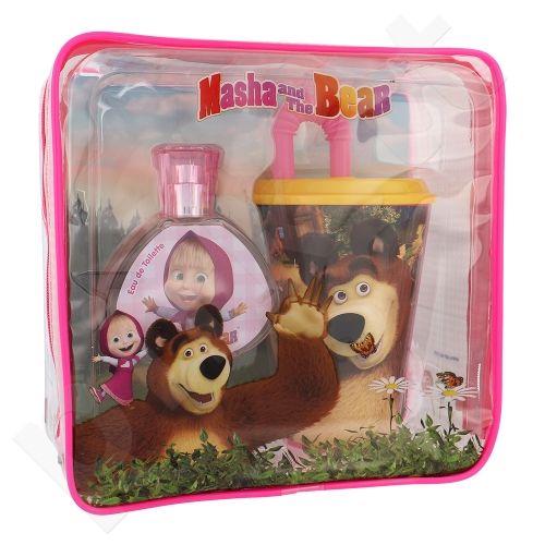 Disney Masha and The Bear, rinkinys tualetinis vanduo vaikams, (EDT 50 ml +drinking cup with a straw + kosmetika krepšys)