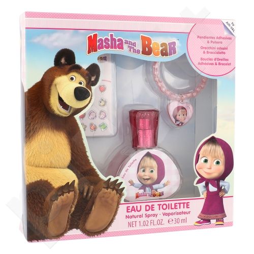Disney Masha and The Bear, rinkinys tualetinis vanduo vaikams, (EDT 30 ml + earrings + apyrankė)