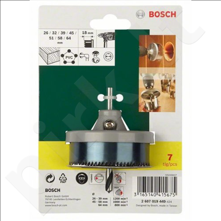 Bosch 7 dalių kiaurymių pjūklelių rinkinys