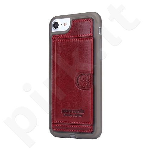 Leather case with pocket, Pierre Cardin, red (iPhone 7/8)