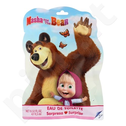 Disney Masha and The Bear, rinkinys tualetinis vanduo vaikams, (EDT 9,5 ml + stickers + bookmark)