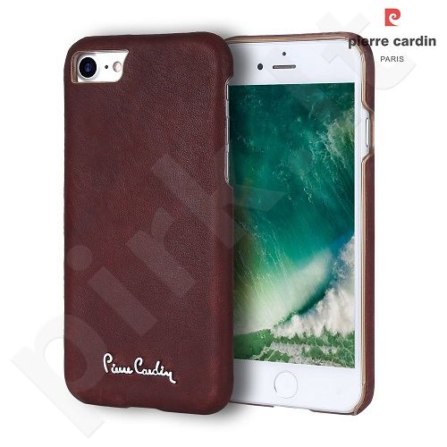 Leather case, Pierre Cardin, dark cherry (iPhone 7/8)