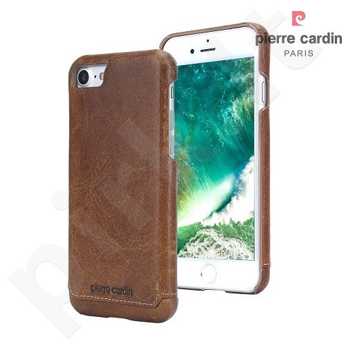 Leather back cover case, Pierre Cardin, brown (iPhone 7/8)