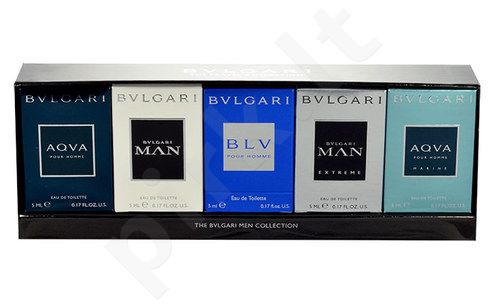 Bvlgari Mini Set 3, rinkinys tualetinis vanduo vyrams, (EDT 5ml Aqva Pour Homme + 5ml EDT MAN + 5ml EDT BLV + 5ml EDT MAN Extreme + 5ml EDT Aqva Marine)