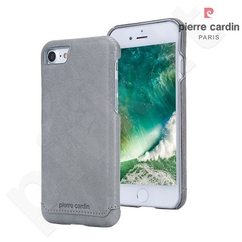 Leather back cover case, Pierre Cardin, grey (iPhone 7/8)