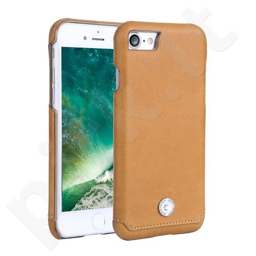 Leather back cover case with crystal, Pierre Cardin, camel (iPhone 7/8)