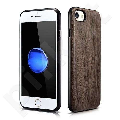 Wood embossed PU back cover case, coffee (iPhone 7/8)