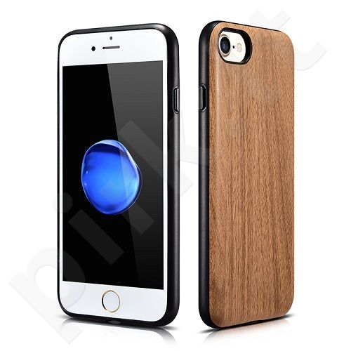 Wood embossed PU back cover case, brown (iPhone 7/8)