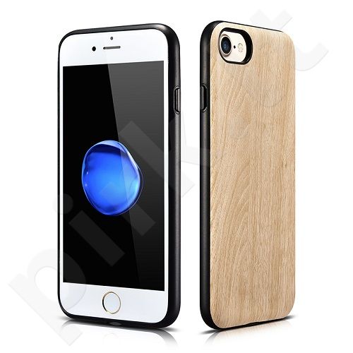 Wood embossed PU back cover case, beige (iPhone 7/8)