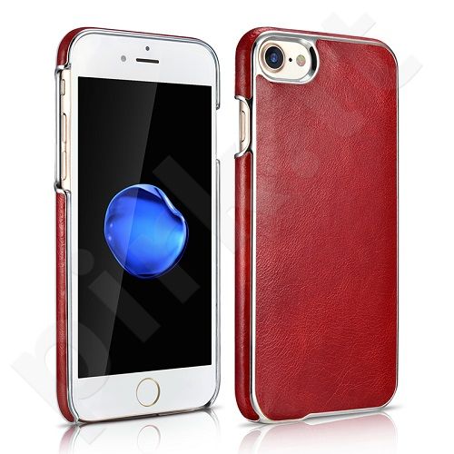 Genuine leather back cover case with metallic edges, bordeaux (iPhone 7)