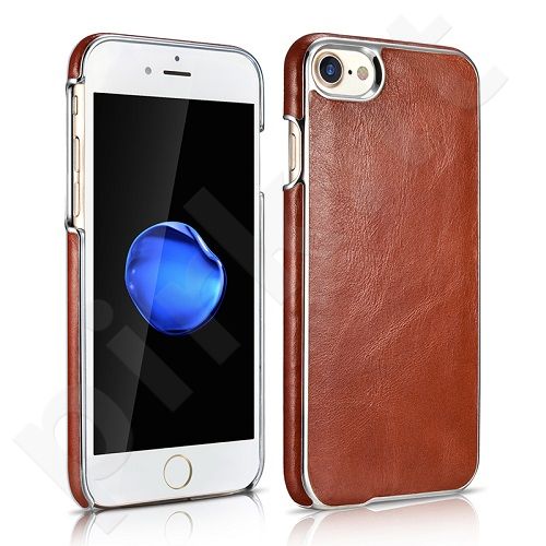 Genuine leather back cover case with metallic edges, brown (iPhone 7/8)